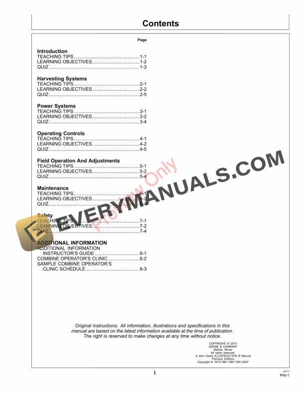 John Deere FOSFMO Combine Harvesting Instructor Guide Fundamentals Of Machine Operation FMO15506T 27SEP13 5