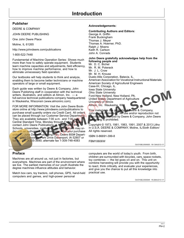 John Deere FOSFMO Combine Harvesting Student Guide Fundamentals Of Machine Operation FMO15606W 30SEP13 2