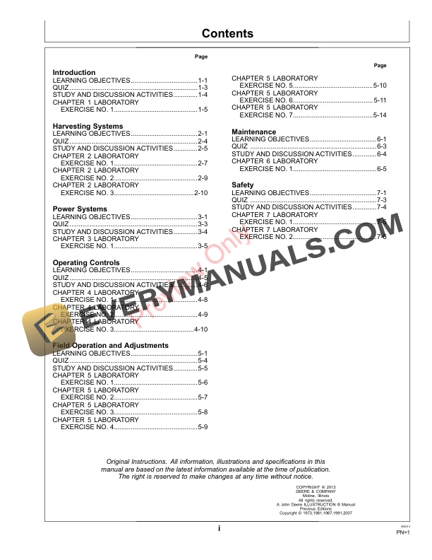 John Deere FOSFMO Combine Harvesting Student Guide Fundamentals Of Machine Operation FMO15606W 30SEP13 3