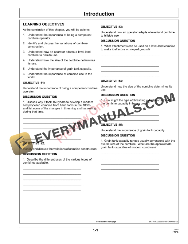 John Deere FOSFMO Combine Harvesting Student Guide Fundamentals Of Machine Operation FMO15606W 30SEP13 5