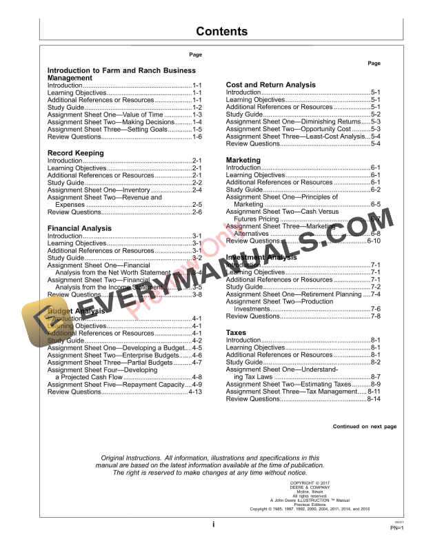 John Deere FOSFMO Farm and Ranch Business Management Student Guide Farm Business Management FBM10608W 31AUG17 5