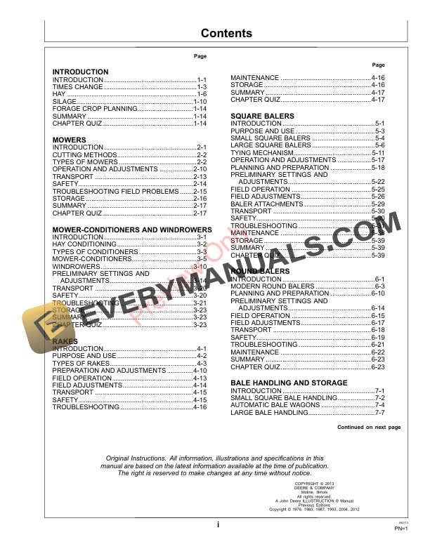 John Deere FOSFMO Hay and Forage Harvesting Textbook Fundamentals Of Machine Operation FMO14107NC 27SEP13 3