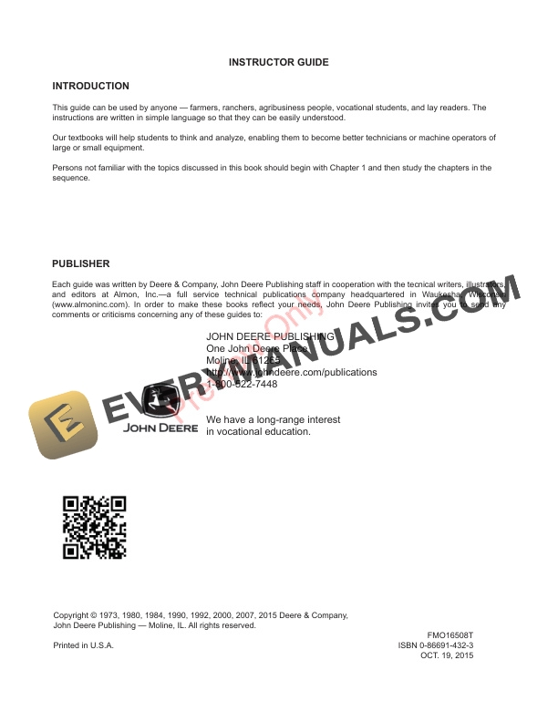 John Deere FOSFMO Preventive Maintenance Manual FMO16508T 19OCT15 2
