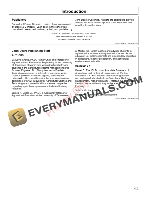 John Deere FOSFMO The Precision Farming Guide for Agriculturists Agricultural Primer FP404T 31MAR17 2