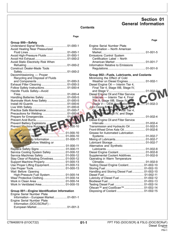 John Deere FPT F5G DOCSCR and F5LG DOCSCRoF Diesel Engine Component Technical Manual CTM409019 01OCT22 5