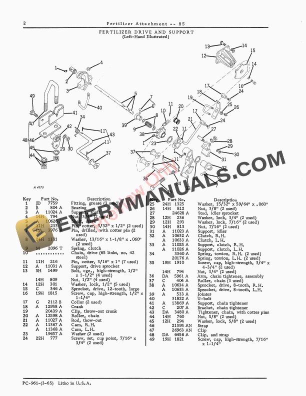 John Deere Fertilizer Attachment – 85 Parts Catalog PC961 01MAR65-4
