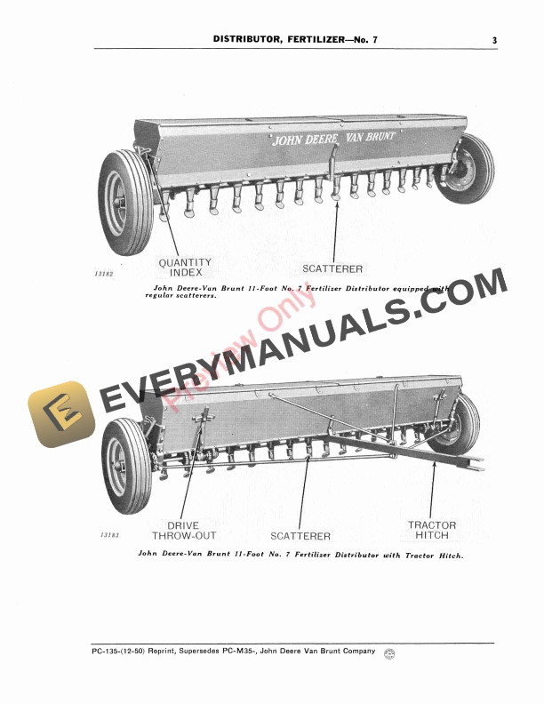 John Deere Fertilizer Distributor – No. 7 Parts Catalog PC135 01DEC50-5