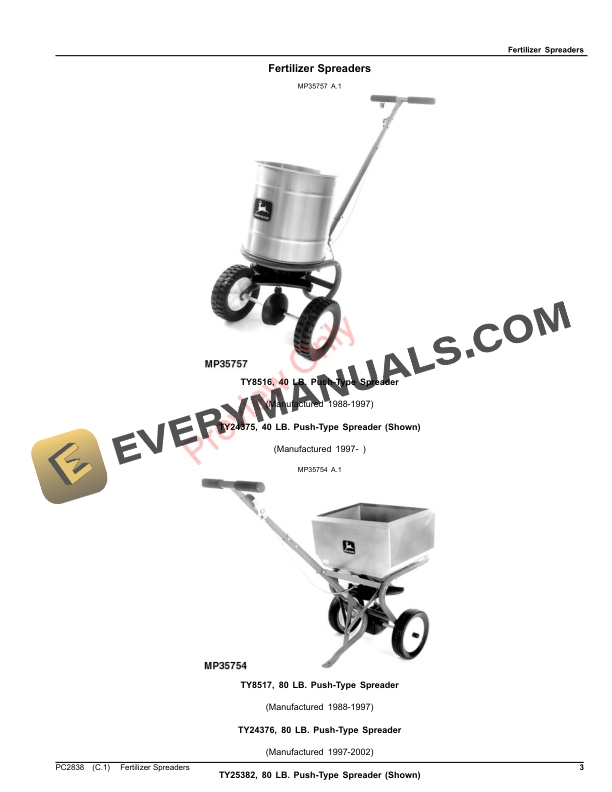 John Deere Fertilizer Spreaders Parts Catalog PC2838 21APR21-3