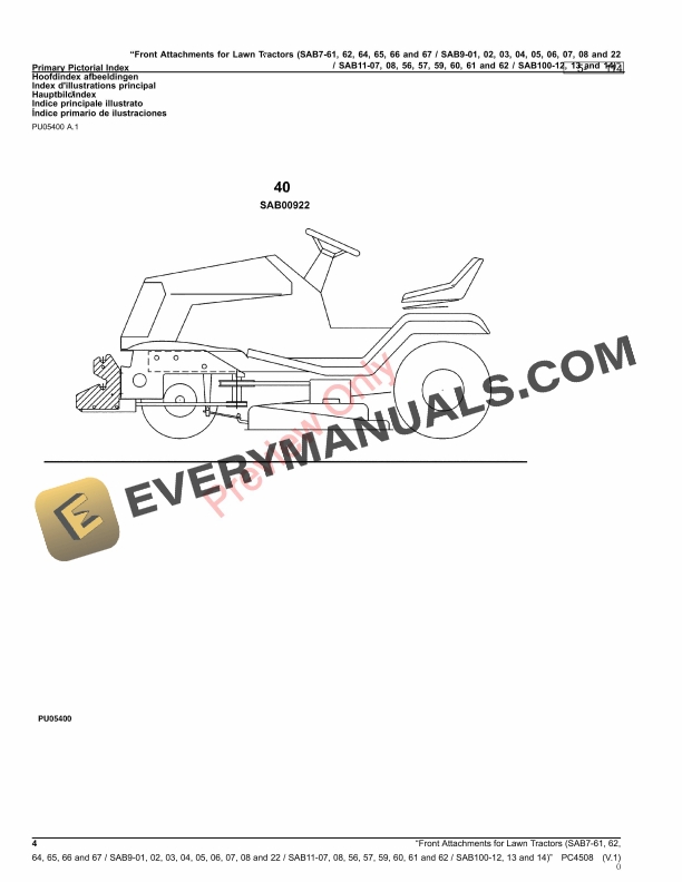 John Deere Front Attachments for Lawn Tractors (SAB7 Parts Catalog PC4508 21SEP20-4