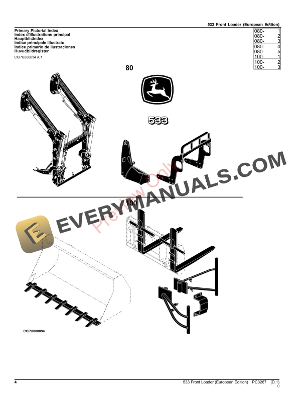 John Deere Front Loader 533 Parts Catalog PC3267 21SEP23-4