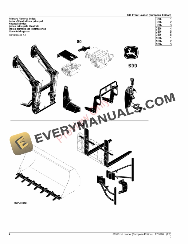John Deere Front Loader 583 Parts Catalog PC3268 21SEP23-4