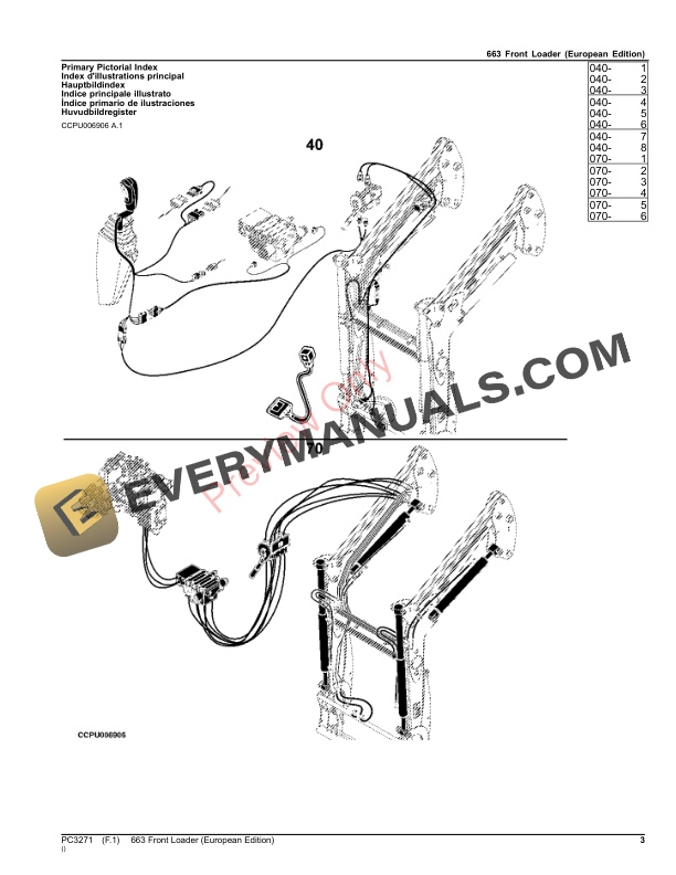 John Deere Front Loader 663 Parts Catalog PC3271 21SEP23-3