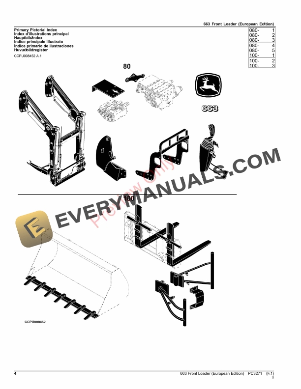 John Deere Front Loader 663 Parts Catalog PC3271 21SEP23-4