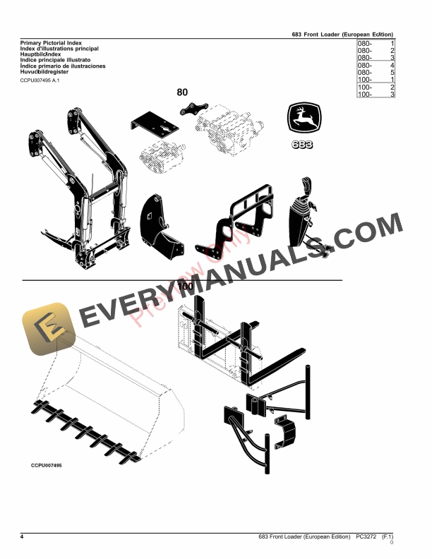 John Deere Front Loader 683 Parts Catalog PC3272 21SEP23-4