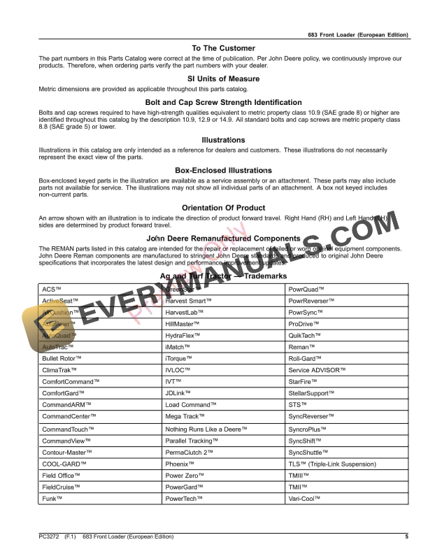 John Deere Front Loader 683 Parts Catalog PC3272 21SEP23-5