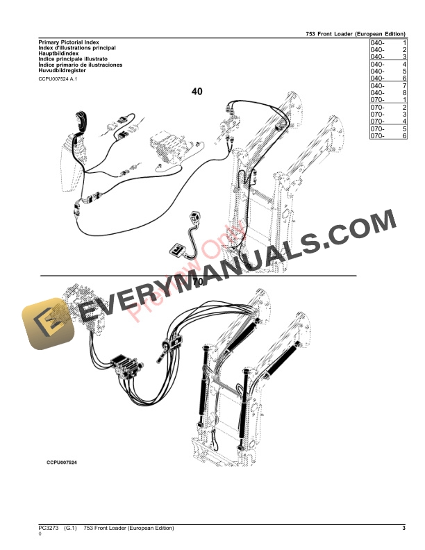 John Deere Front Loader 753 Parts Catalog PC3273 21SEP23-3