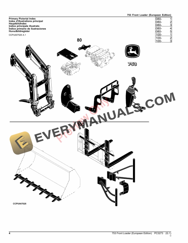 John Deere Front Loader 753 Parts Catalog PC3273 21SEP23-4