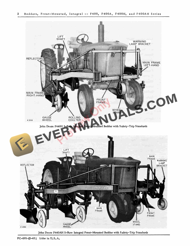 John Deere Front-Mounted Integral Bedders Parts Catalog PC693 01FEB65 5 John Deere Front-Mounted Integral Bedders Parts Catalog PC693 01FEB65-4