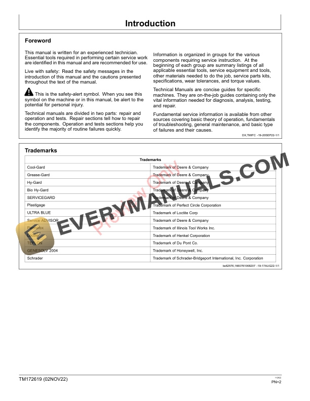 John Deere Front Mowers 1550 1570 1575 1580 1585 Series TerrainCut 080001 Technical Manual TM172619 02NOV22 2