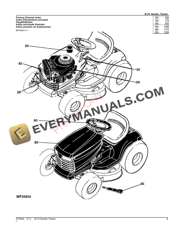 John Deere G110 Garden Tractor Parts Catalog PC9342 08SEP23-3