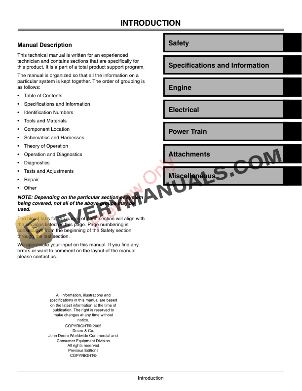 John Deere G15 Commercial Walk Behind Mower Technical Manual TM2242 01DEC05 3