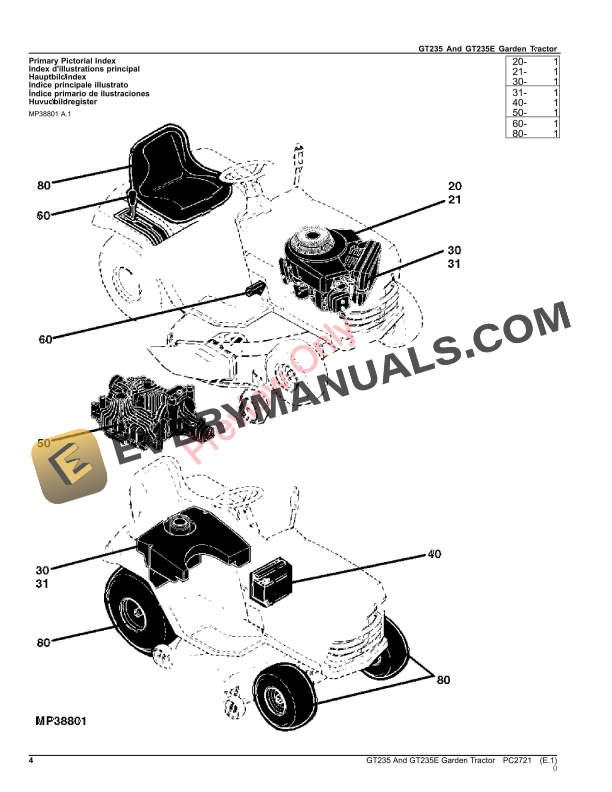 John Deere GT235 And GT235E Garden Tractor Parts Catalog PC2721 19OCT23-4