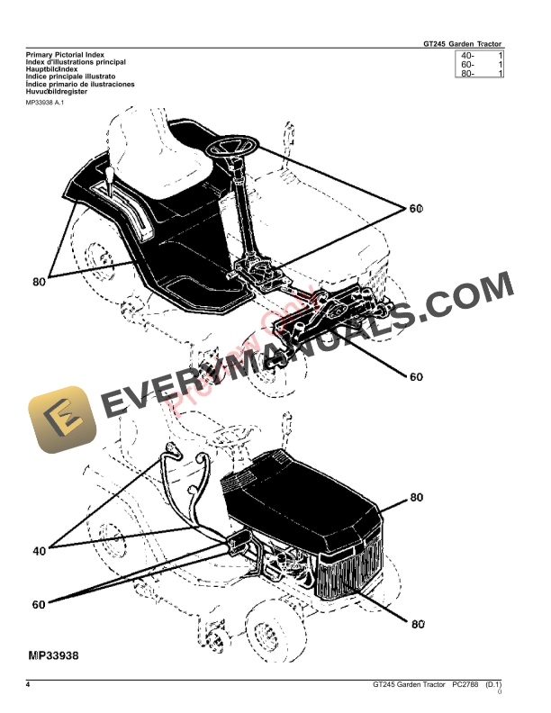 John Deere GT245 GARDEN TRACTOR Parts Catalog PC2788 30MAR23 5 John Deere GT245 GARDEN TRACTOR Parts Catalog PC2788 30MAR23-4