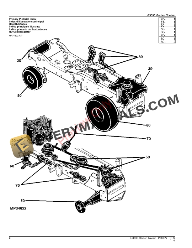 John Deere GX335 GARDEN TRACTOR Parts Catalog PC9077 04JUL23-4
