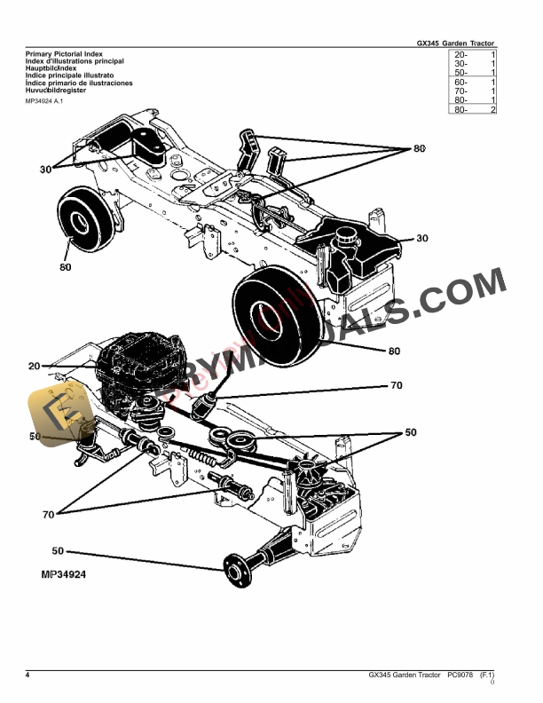 John Deere GX345 Garden Tractor Parts Catalog PC9078 10SEP23-4