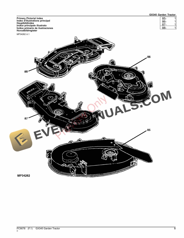 John Deere GX345 Garden Tractor Parts Catalog PC9078 10SEP23-5