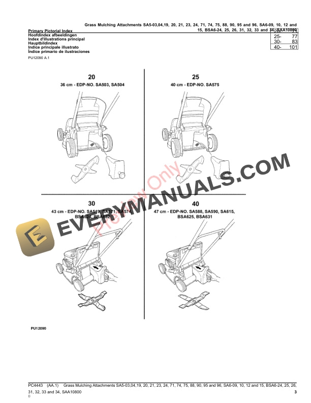 John Deere Grass Mulching Attachments SA5 Parts Catalog PC4443 30SEP22-3