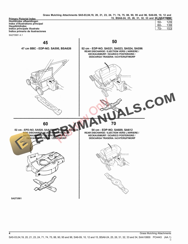 John Deere Grass Mulching Attachments SA5 Parts Catalog PC4443 30SEP22-4