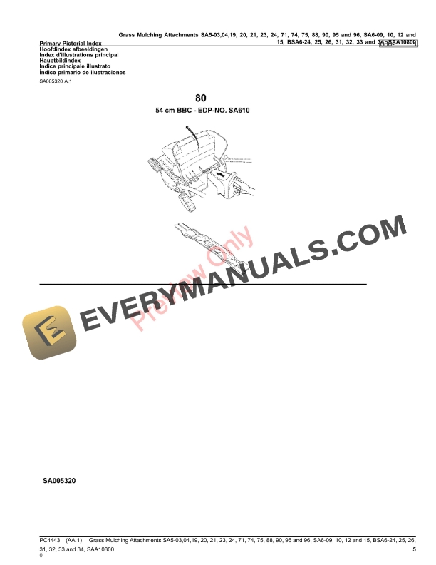 John Deere Grass Mulching Attachments SA5 Parts Catalog PC4443 30SEP22-5
