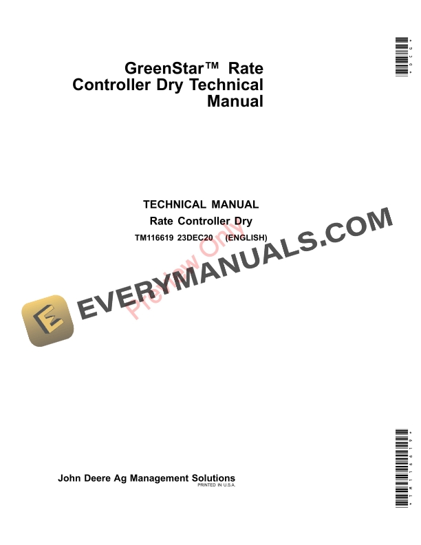 John Deere GreenStar Rate Controller Dry Technical Manual TM116619 23DEC20-1