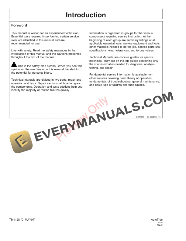 John Deere Greenstar AutoTrac Universals Technical Manual TM1128 01MAY07 4 John Deere Greenstar AutoTrac Universals Technical Manual TM1128 01MAY07 2