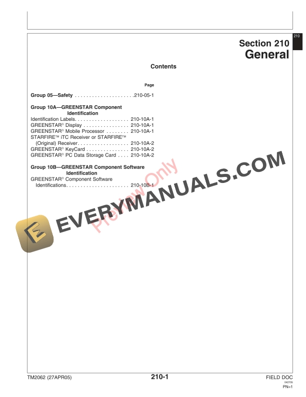 John Deere Greenstar Field Doc StandAlone Technical Manual TM2062 27APR05 5