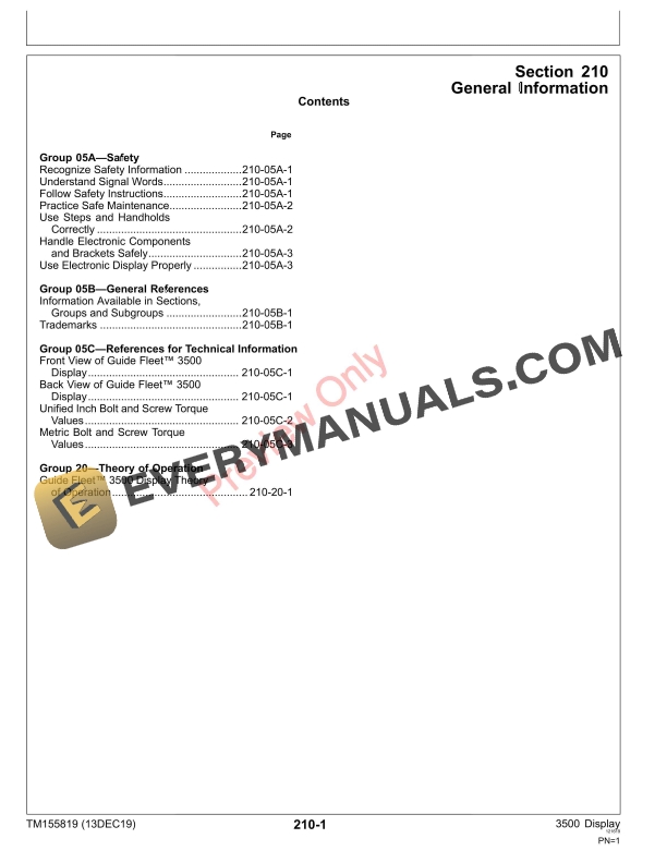 John Deere Guide Fleet 3500 Display Technical Manual TM155819 13DEC19 7 John Deere Guide Fleet 3500 Display Technical Manual TM155819 13DEC19 5