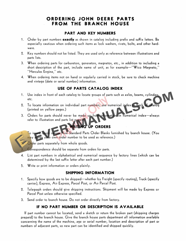 John Deere H-300 Series Row-Crop Cultivator Parts Catalog PC273 01NOV52-4