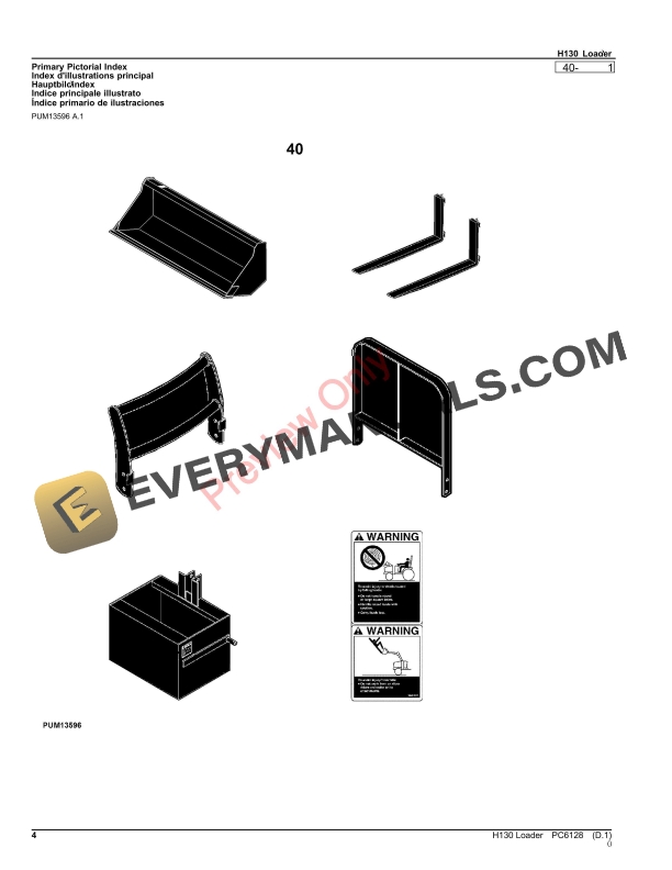 John Deere H130 Loader Parts Catalog PC6128 13OCT22-4