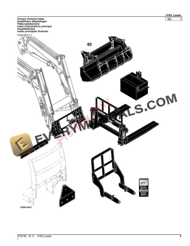 John Deere H165 Loader Parts Catalog PC6138 12APR23-5
