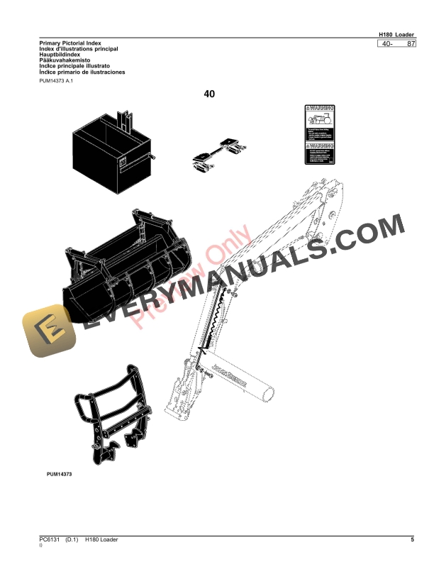 John Deere H180 Loader Parts Catalog PC6131 26MAR23-5