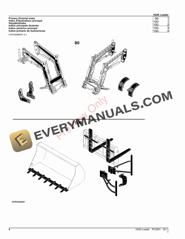John Deere H240 Loader Parts Catalog PC3281 24AUG23-4