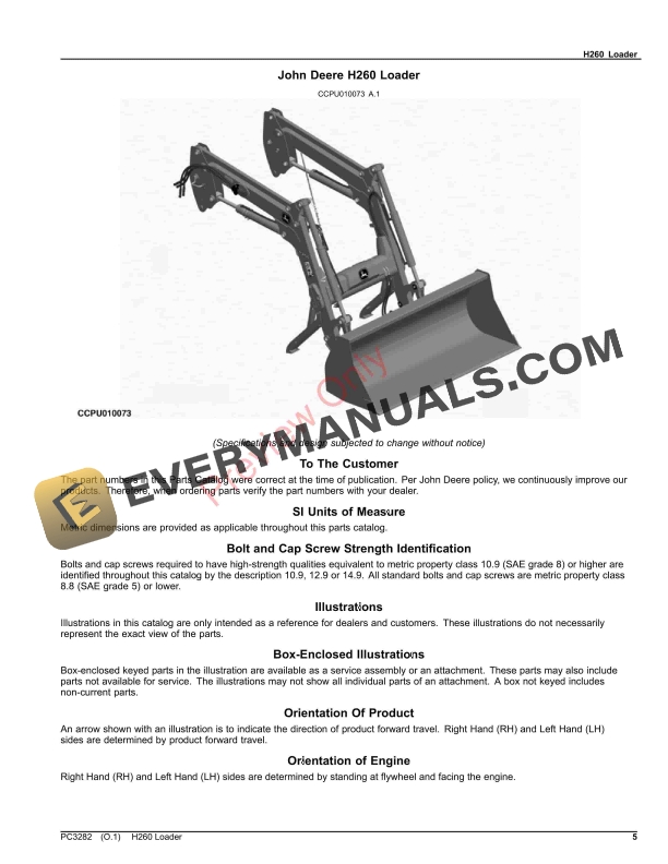 John Deere H260 Loader Parts Catalog PC3282 24AUG23 6 John Deere H260 Loader Parts Catalog PC3282 24AUG23-5