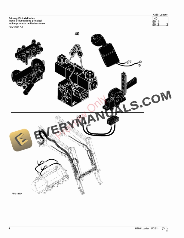 John Deere H260 Loader Parts Catalog PC6111 20FEB23-4
