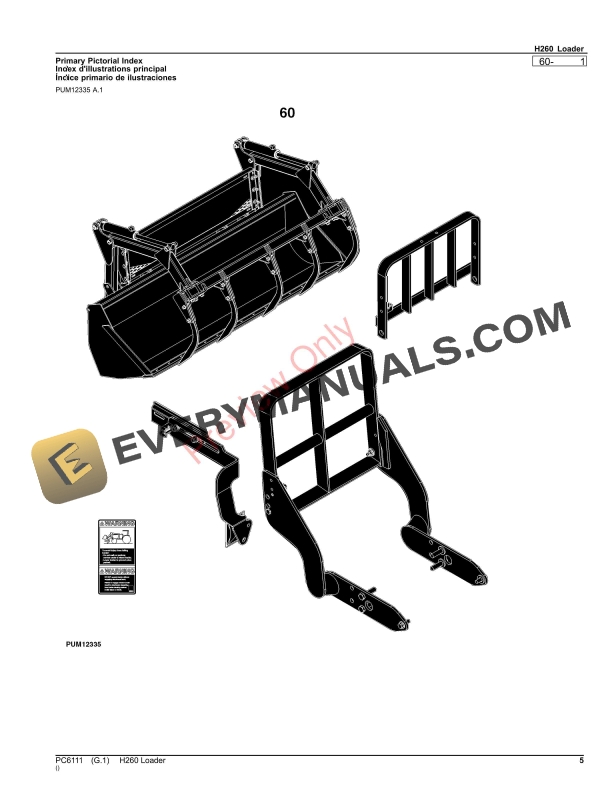 John Deere H260 Loader Parts Catalog PC6111 20FEB23-5