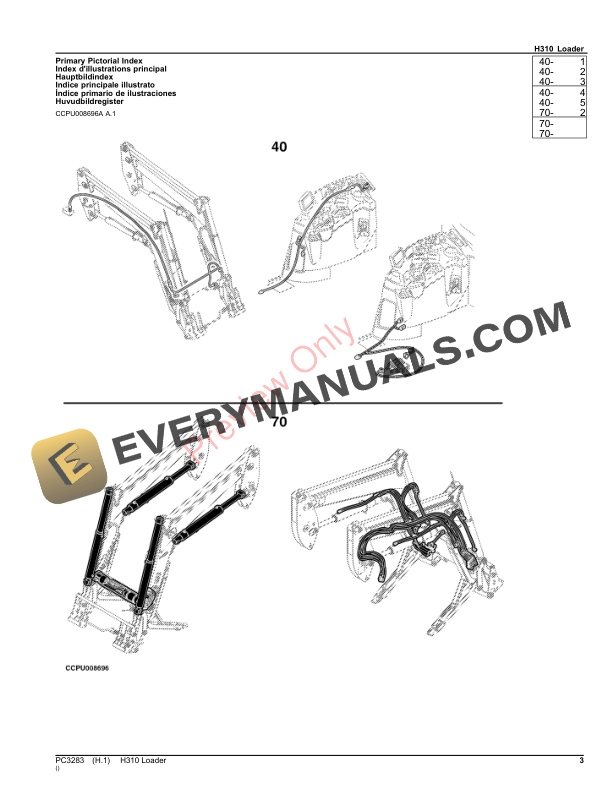 John Deere H310 Loader Parts Catalog PC3283 24AUG23-3