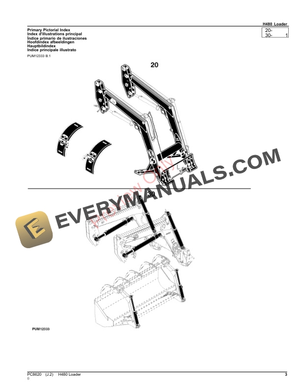 John Deere H480 LOADER Parts Catalog PC8620 06AUG23-3