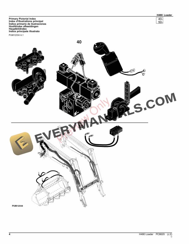 John Deere H480 LOADER Parts Catalog PC8620 06AUG23-4