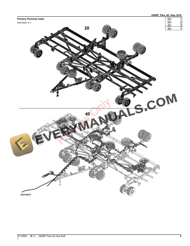 John Deere H540F Flex Air Hoe Drill Parts Catalog PC16051 23NOV23-3