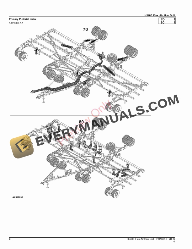 John Deere H540F Flex Air Hoe Drill Parts Catalog PC16051 23NOV23-4
